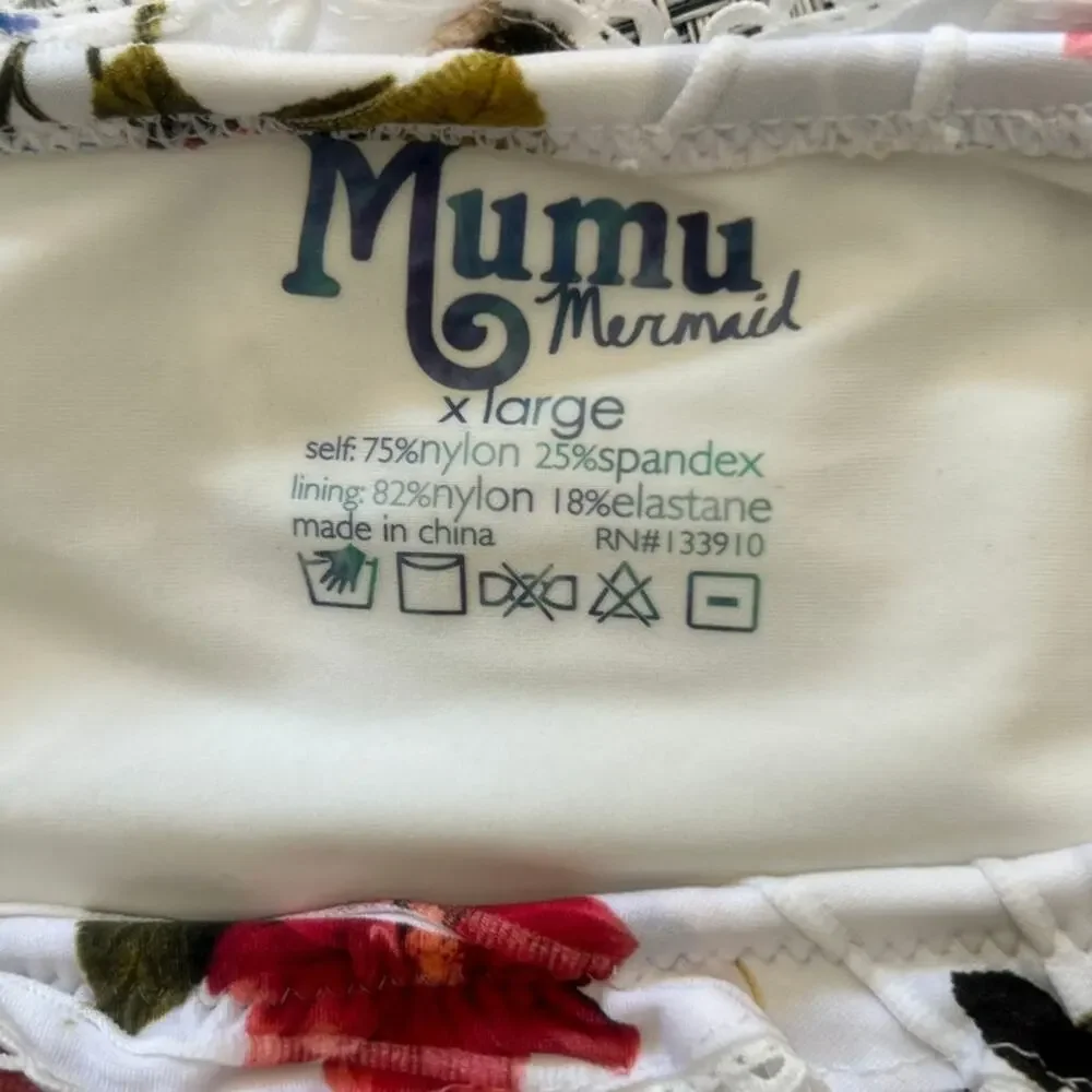 SHOW ME YOUR MUMU NWT Mermaid Collection Floral Lace Ruffle Bikini Bottoms XL